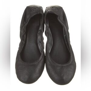 Tory Burch Black Leather Eddie Ballet Flats